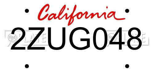 2ZUG048 California License Plate