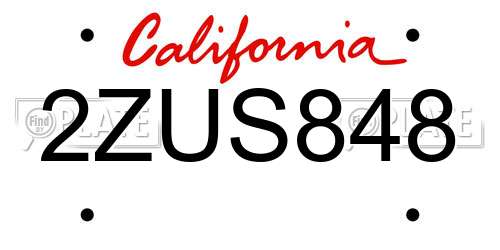 2ZUS848 California License Plate