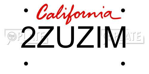 2ZUZIM California License Plate