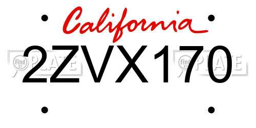 2ZVX170 California License Plate