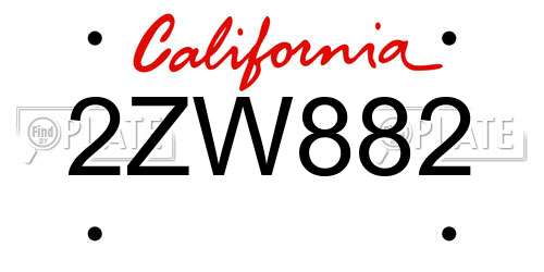 2ZW882 California License Plate