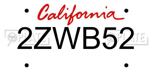 2ZWB52 California License Plate