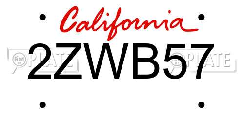 2ZWB57 California License Plate