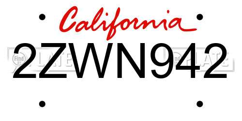 2ZWN942 California License Plate