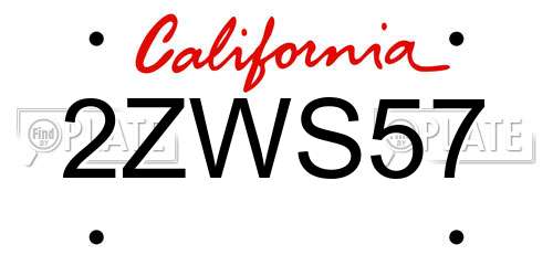 2ZWS57 California License Plate