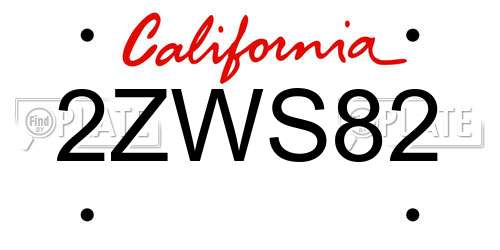 2ZWS82 California License Plate