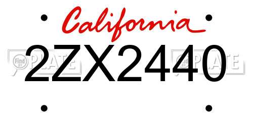 2ZX2440 California License Plate