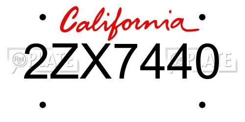 2ZX7440 California License Plate