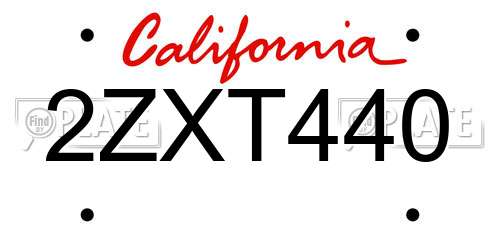 2ZXT440 California License Plate