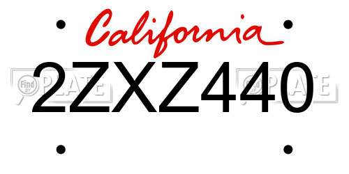 2ZXZ440 California License Plate