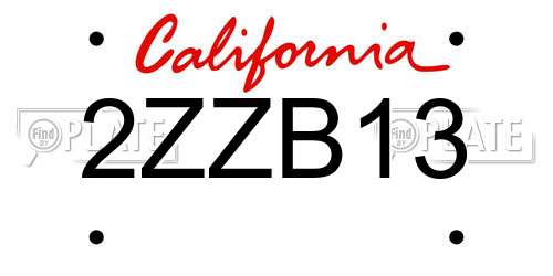 2ZZB13 California License Plate