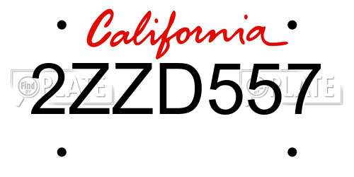 2ZZD557 California License Plate