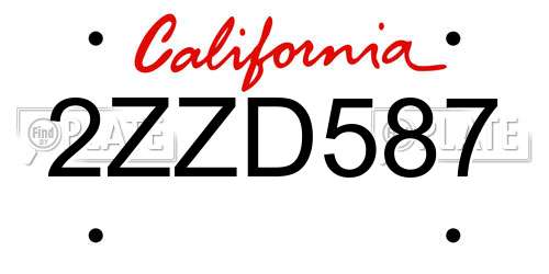 2ZZD587 California License Plate
