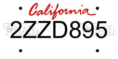 2ZZD895 California License Plate