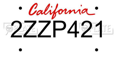 2ZZP421 California License Plate