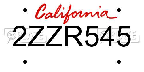 2ZZR545 California License Plate
