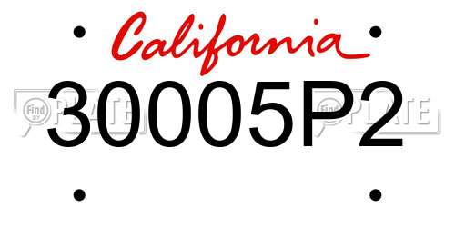 30005P2 California License Plate