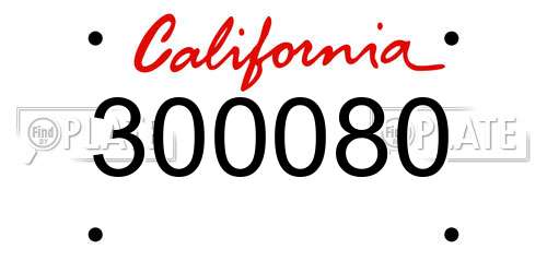300080 California License Plate