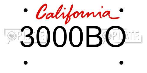 3000BO California License Plate