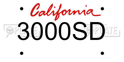3000SD California License Plate