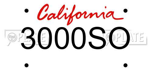 3000SO California License Plate