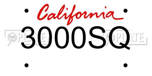 3000SQ California License Plate