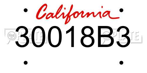 30018B3 California License Plate