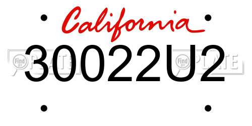 30022U2 California License Plate