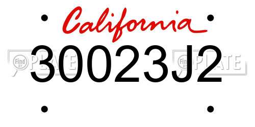 30023J2 California License Plate