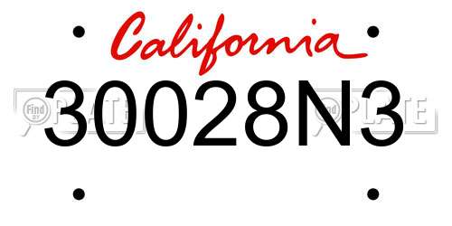 30028N3 California License Plate