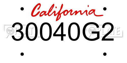 30040G2 California License Plate