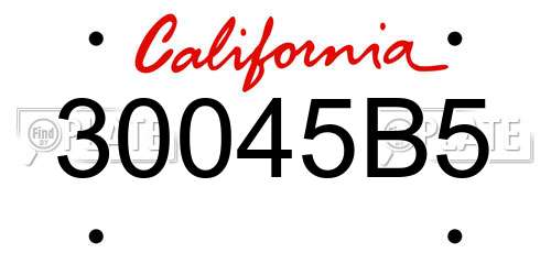 30045B5 California License Plate
