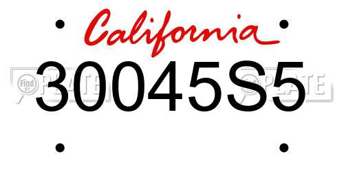 30045S5 California License Plate