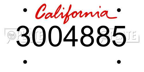 3004885 California License Plate