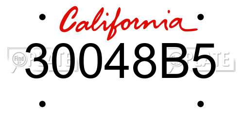 30048B5 California License Plate