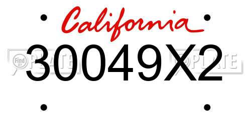 30049X2 California License Plate