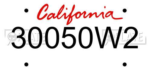 30050W2 California License Plate