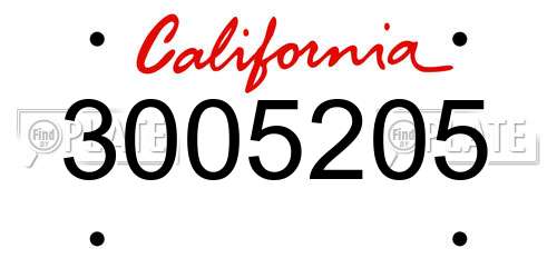 3005205 California License Plate