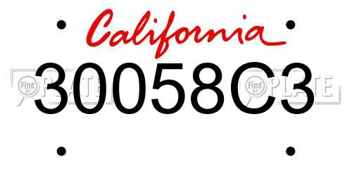 30058C3 California License Plate