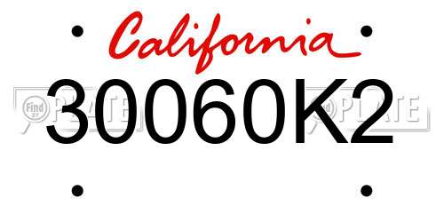 30060K2 California License Plate