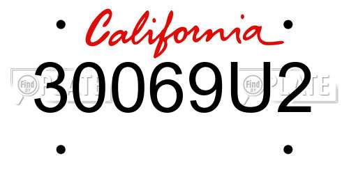 30069U2 California License Plate