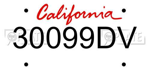 30099DV California License Plate