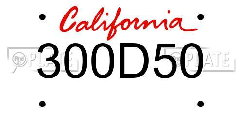 300D50 California License Plate