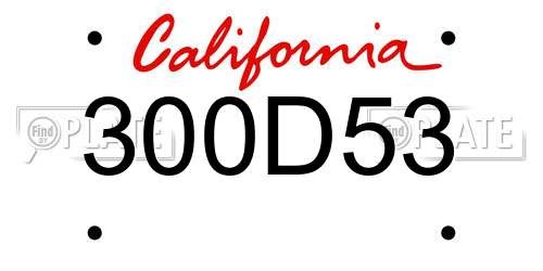 300D53 California License Plate