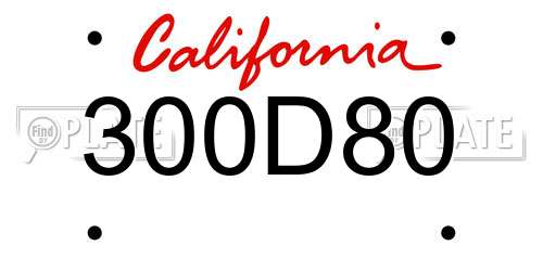 300D80 California License Plate