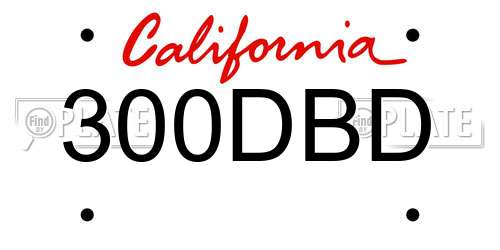 300DBD California License Plate