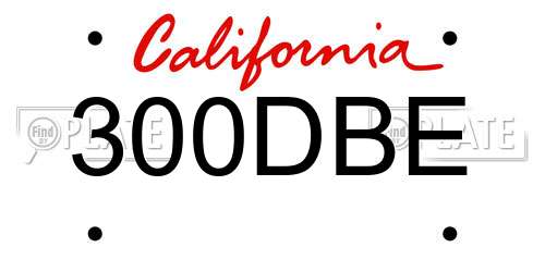 300DBE California License Plate
