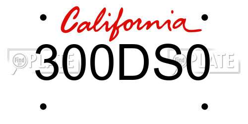 300DS0 California License Plate