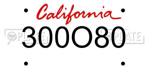 300O80 California License Plate