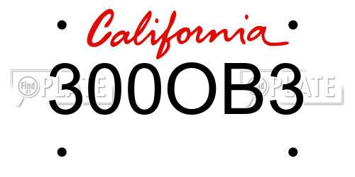 300OB3 California License Plate